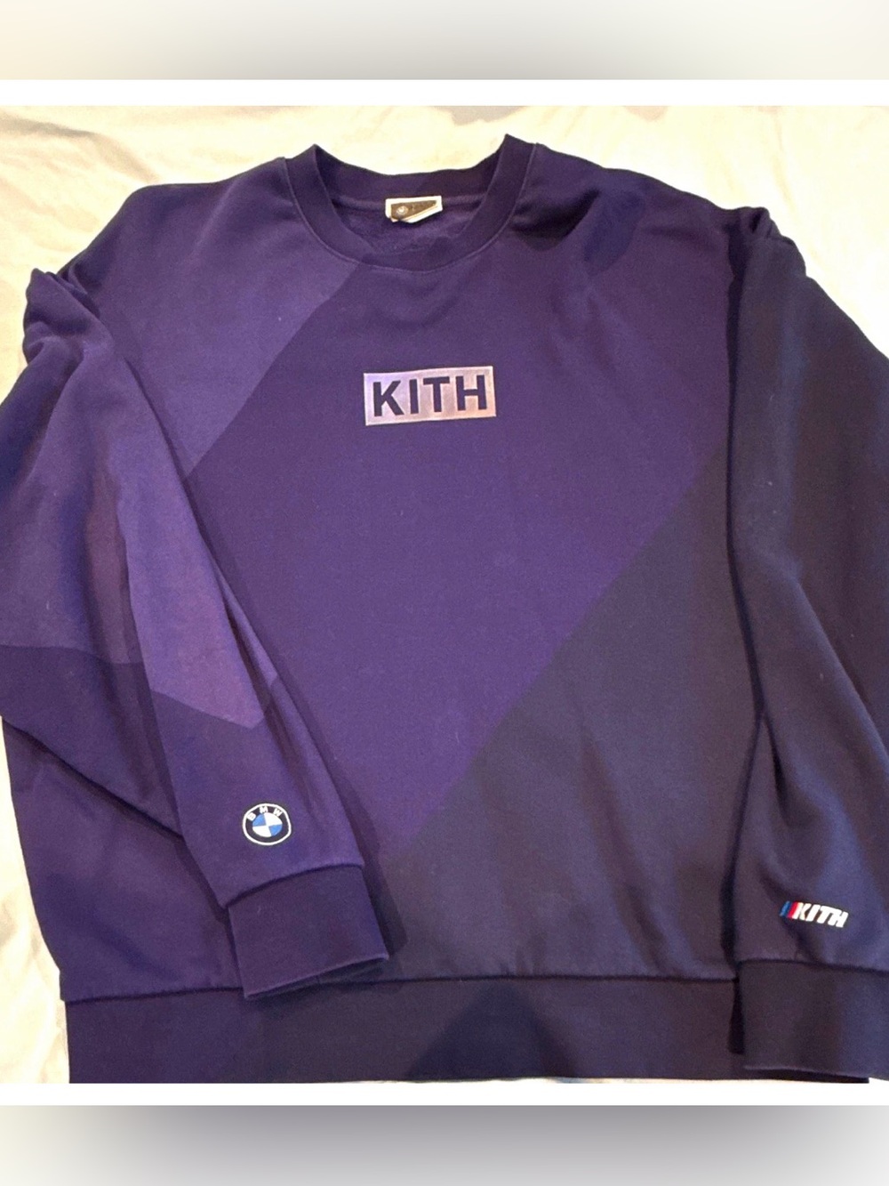 KITH Men’s L Purple Cotton Crewneck Pullover Sweatshirt Logo Accent